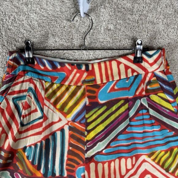 J Crew Collection Geo‎ Brushstroke Shorts Womens 6 Festival Multi Color Pleated - Picture 3 of 14